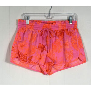 Aerie Board Shorts Size Medium Neon Pink Palm Print Tropical Vacation Resort